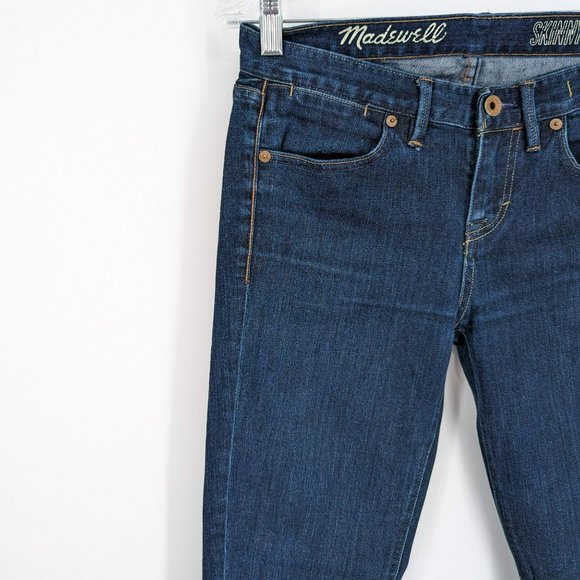 Madewell Skinny Skinny Jeans 27x32 Dark Wash Cotton Stretch Denim Blue Low Rise - Picture 5 of 11